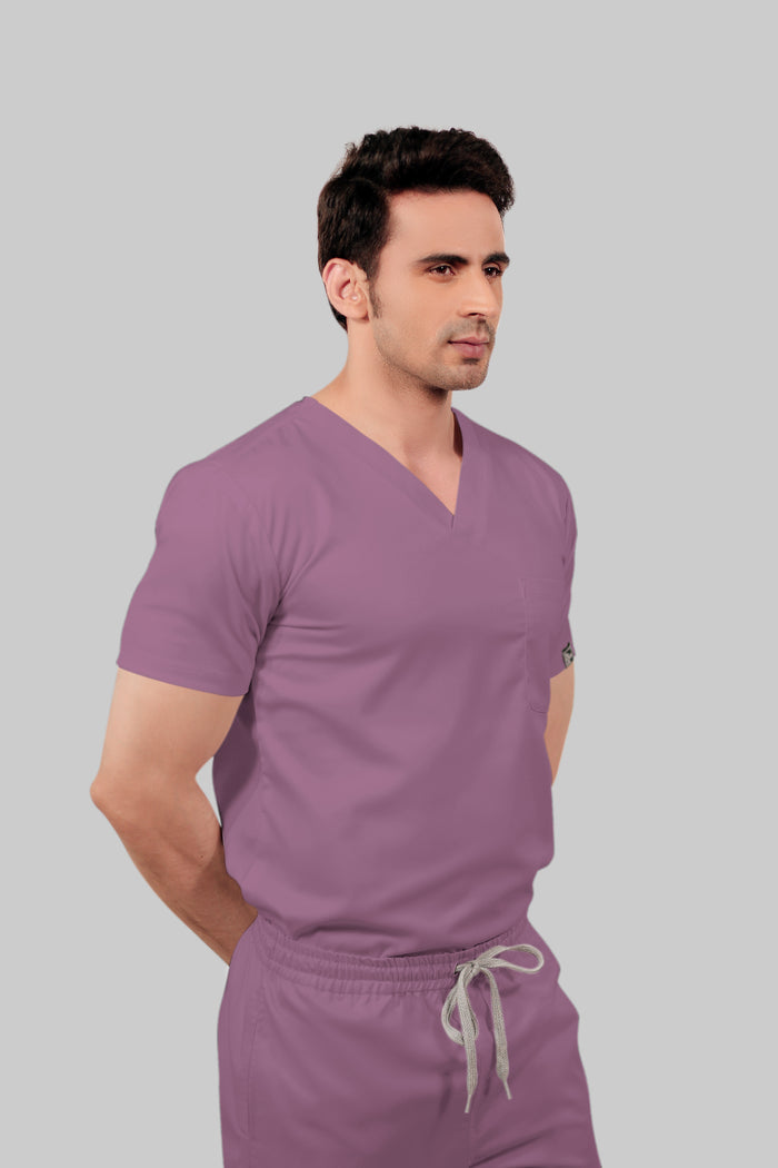 Stretchable (2Way) Men Lilac Straight Scrub Pant