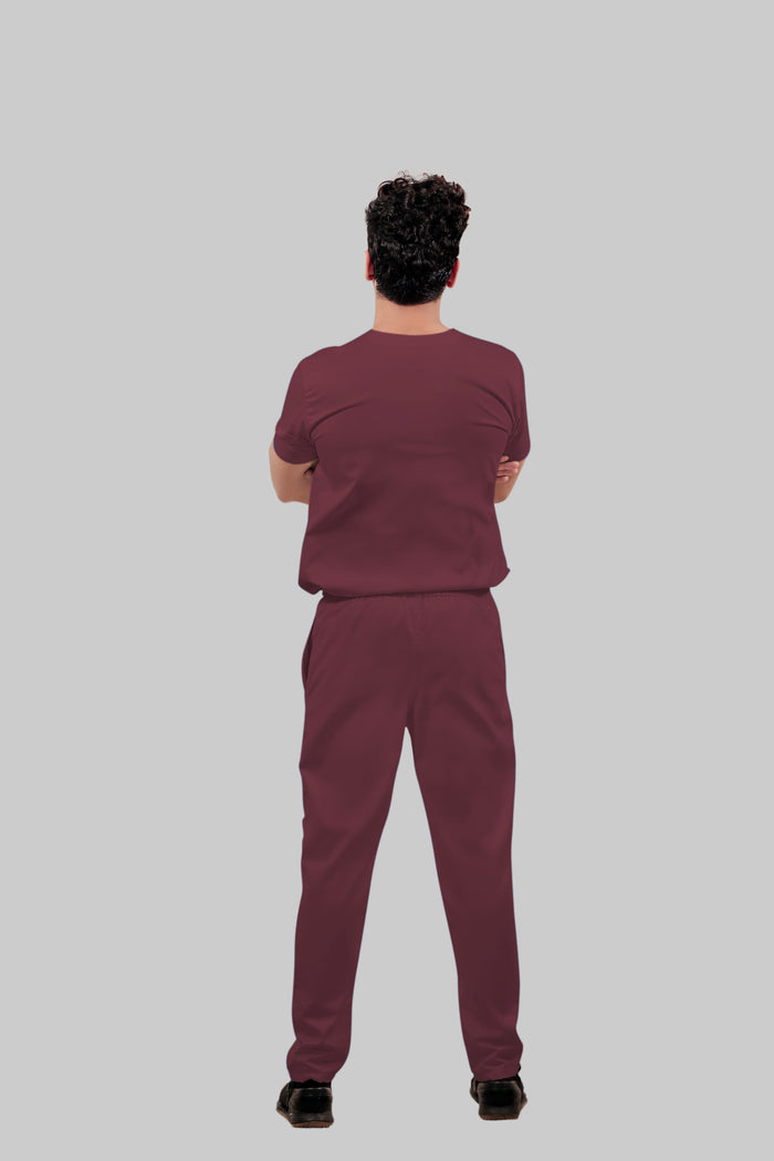 Stretchable (4Way) Men Burgundy Straight Scrub Pant