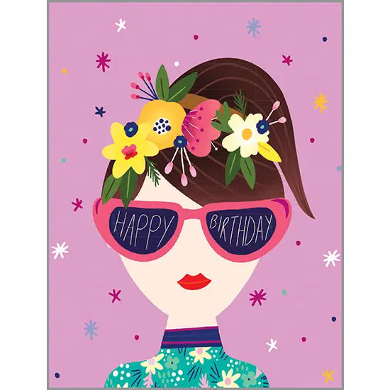 Sunglasses Girl Birthday Card