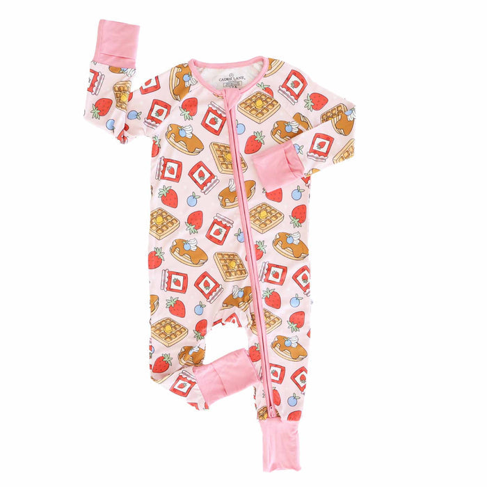 Sweet Stacks Zip Romper | Pink