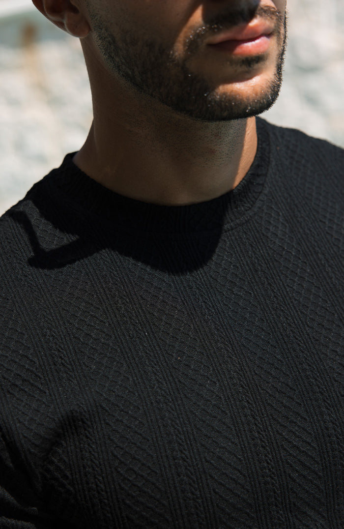 Tanami Textured Stretch Slim Tee in Black