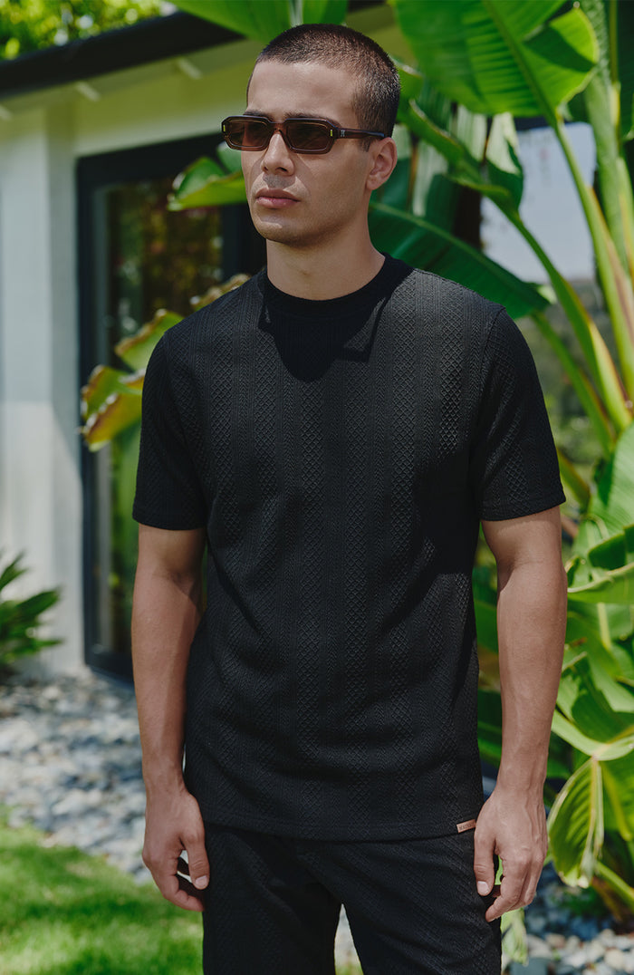 Tanami Textured Stretch Slim Tee in Black
