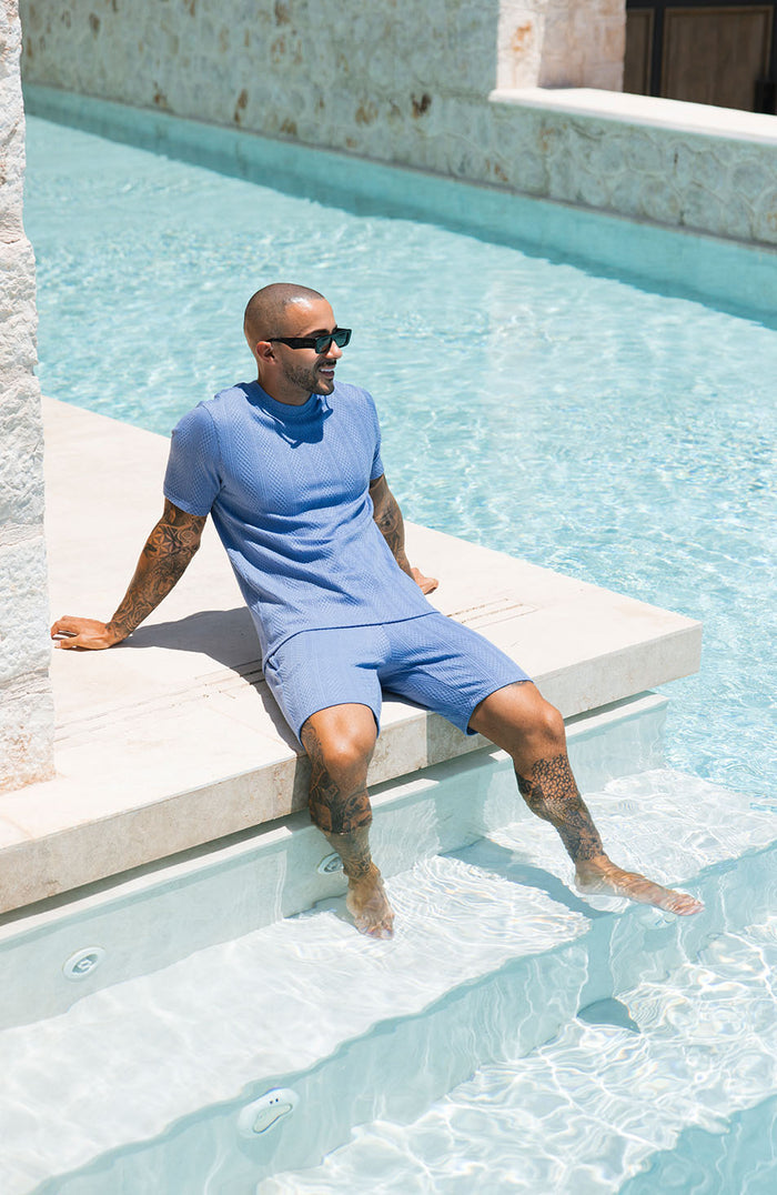 Tanami Textured Stretch Slim Tee in Blue
