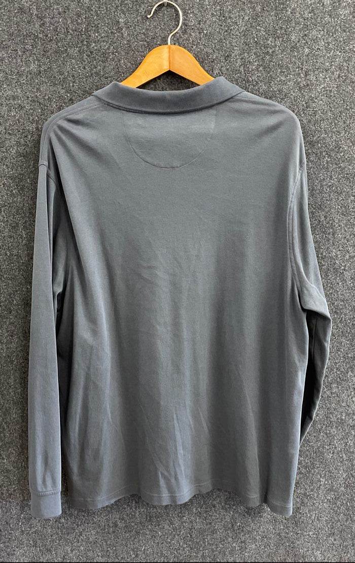 Tasso Elba Men's Gray Cotton Long Sleeve Polo Shirt Sz XXL