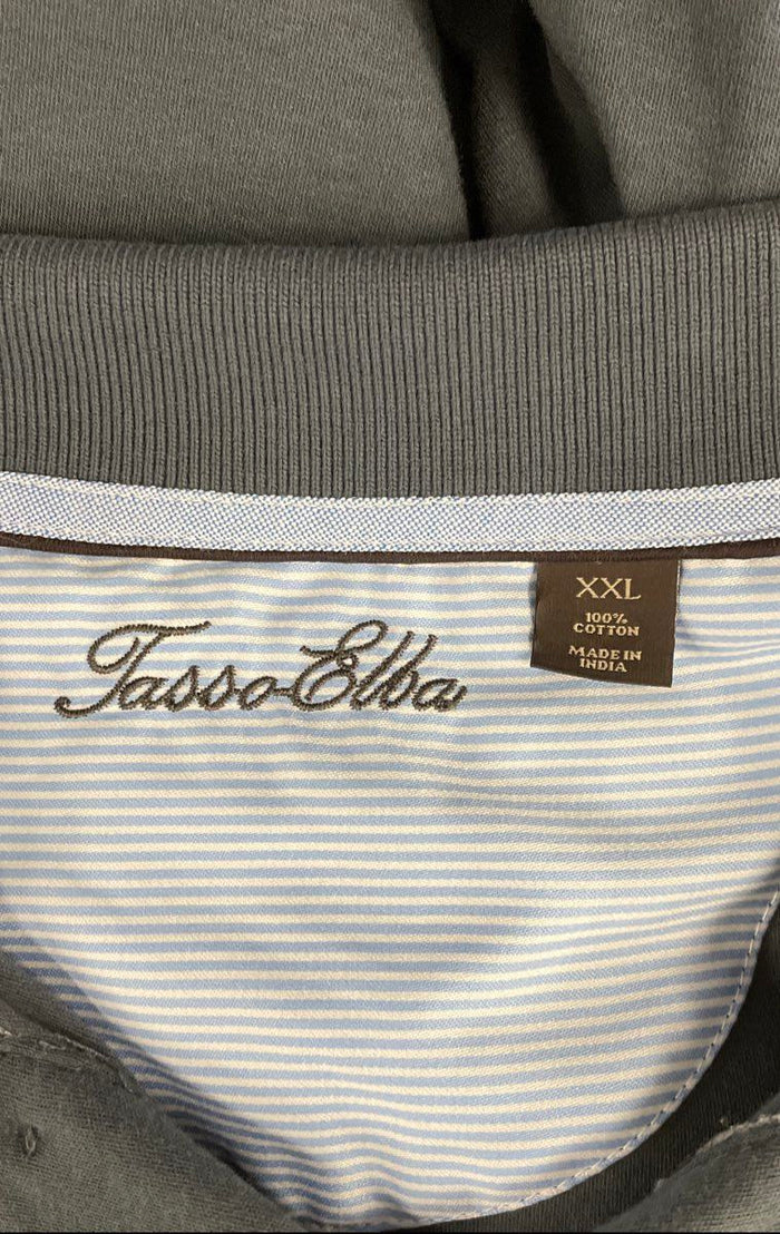 Tasso Elba Men's Gray Cotton Long Sleeve Polo Shirt Sz XXL