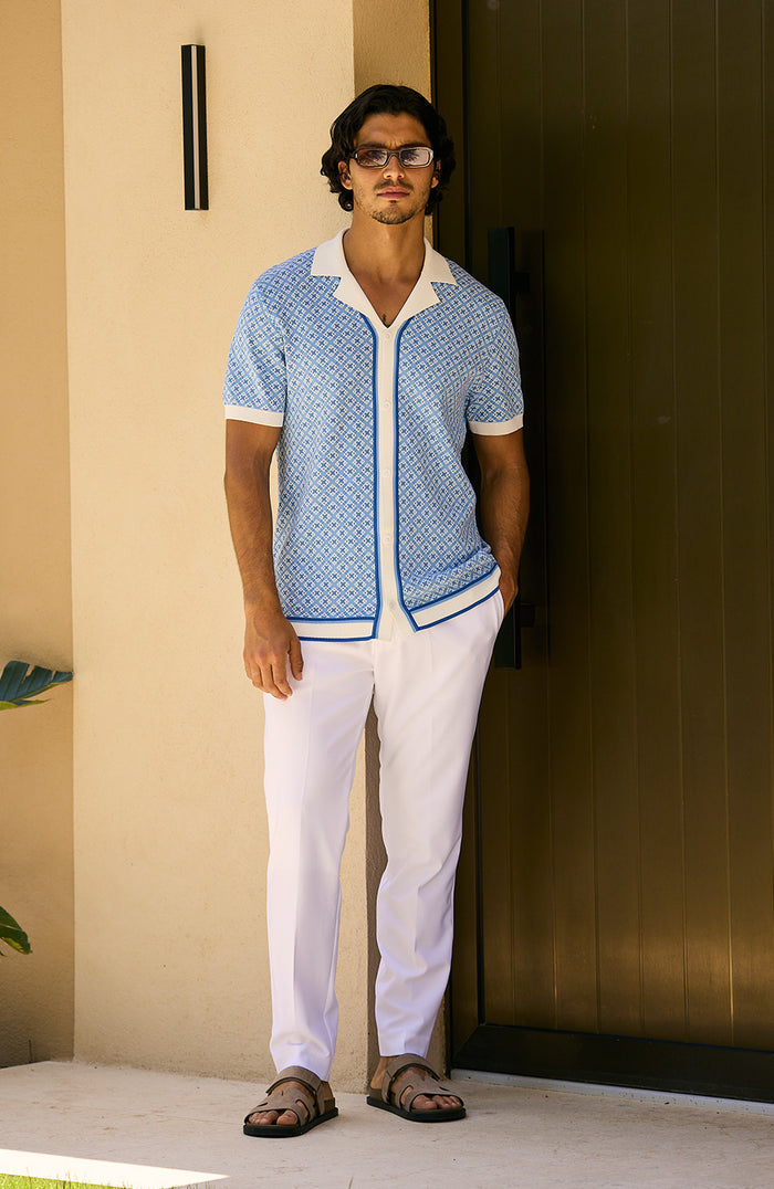 Terazzo Slim Knit Shirt in Blue