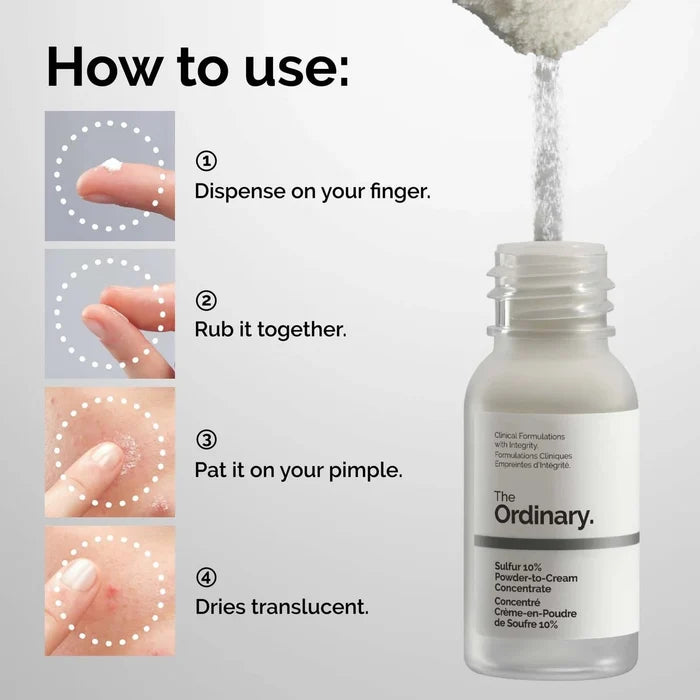 The Ordinary Sulfur 10% Powder to Cream Concentrate 5g مسحوق الكبريت العادي 10% إلى كريم مركّز - Princess Cosmetics Qatar