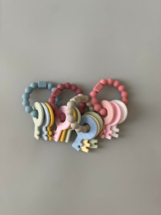 Three Hearts Key Rattle Teether