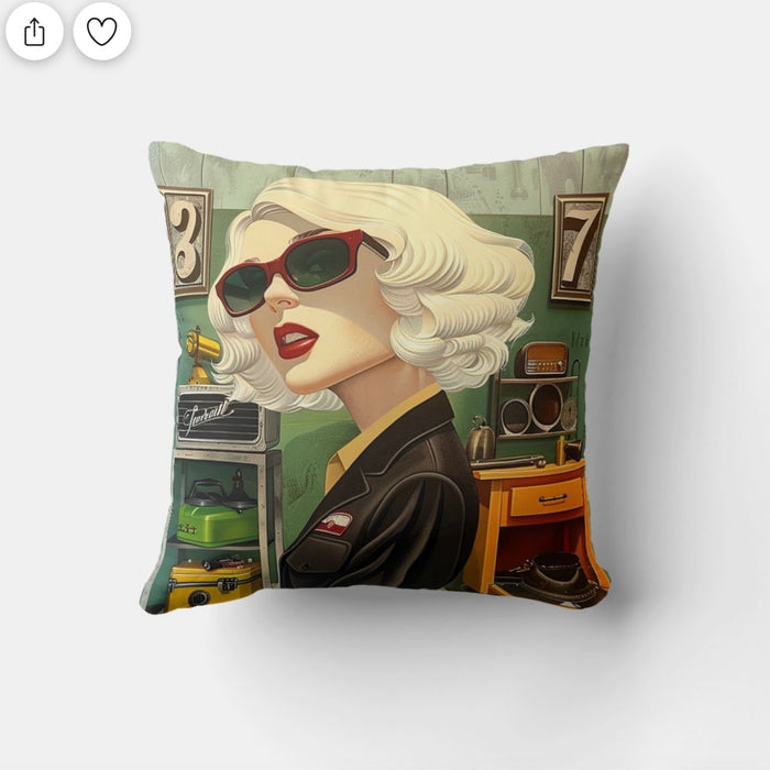 ToolTimeBlonde Throw  Pillow 16"x16"-back