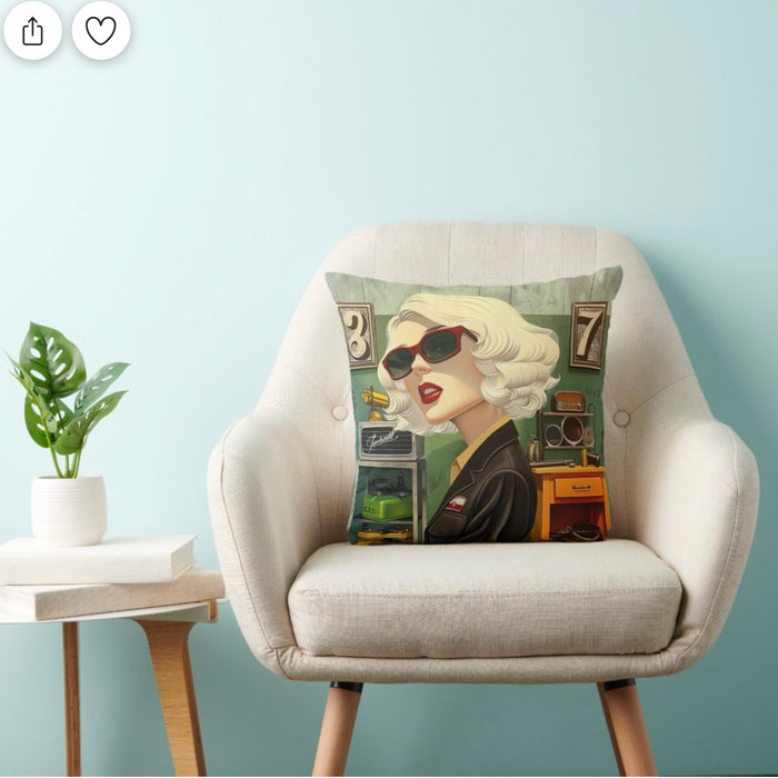 ToolTimeBlonde Throw  Pillow 16"x16"-on-chair