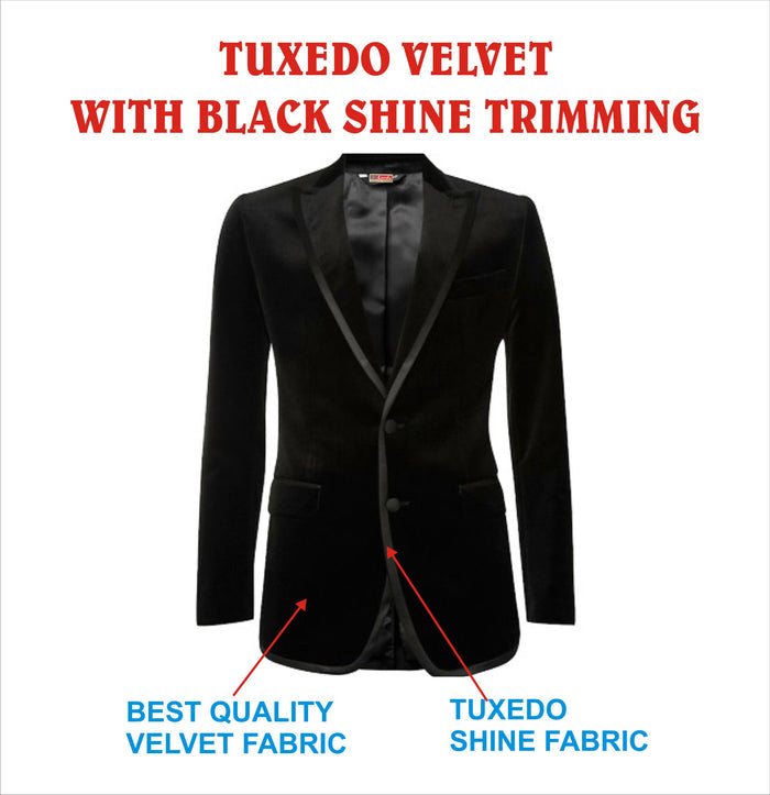 Tuxedo Blazer Men's Velvet Black With Shiny Trimming Price Rs 1550 PER PIECE