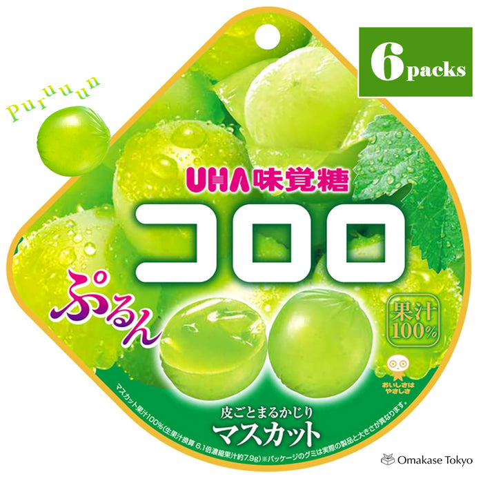 UHA Mikakuto Kororo Muscat Grape Gummy Candy (Pack of 6 per box)