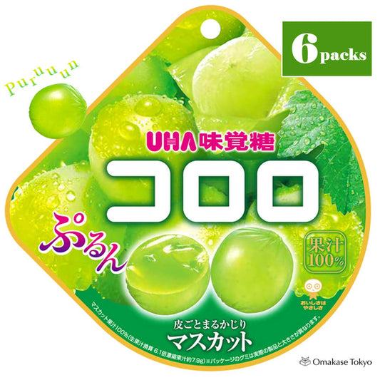 UHA Mikakuto Kororo Muscat Grape Gummy Candy (Pack of 6 per box)
