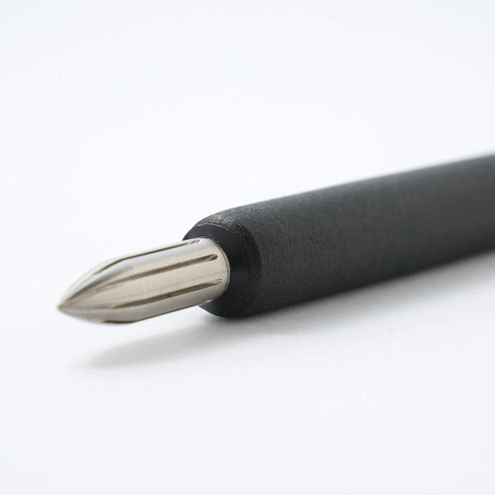 Black pen with a silver nib on a white background