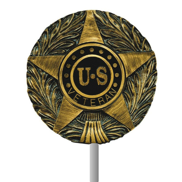 Veteran memorial grave marker with antique bronze finish