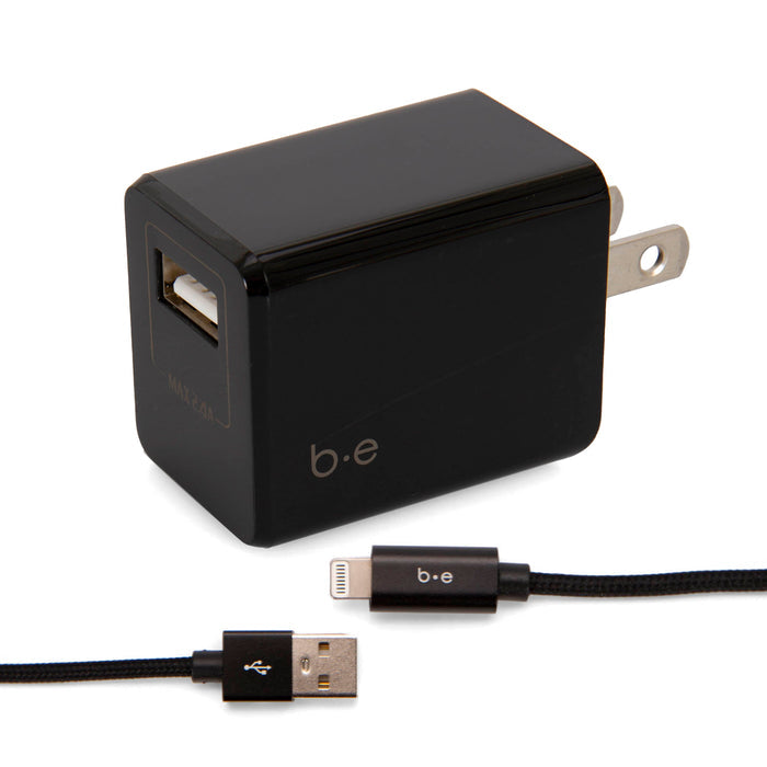 USB-A to Lightning Charge Cable and 2.4A Wall Charger - Bentley