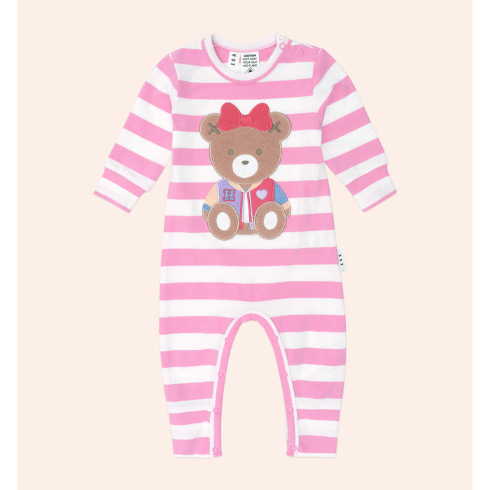 Varsity Huxette Romper - Pink stripe