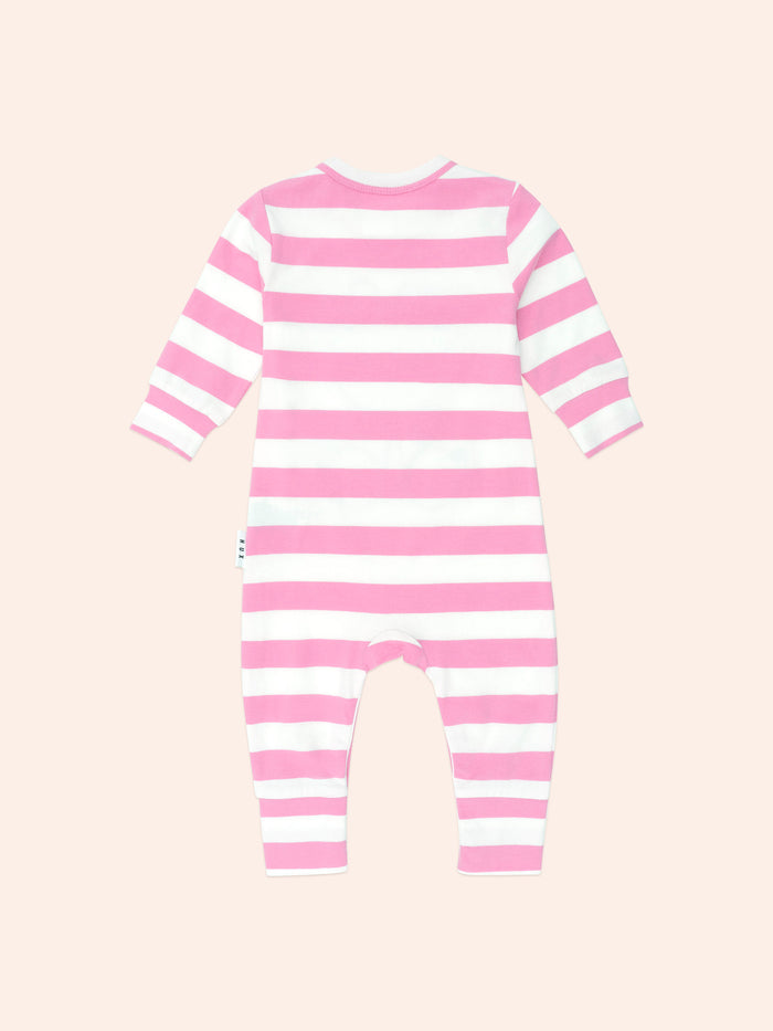 Varsity Huxette Romper - Pink stripe