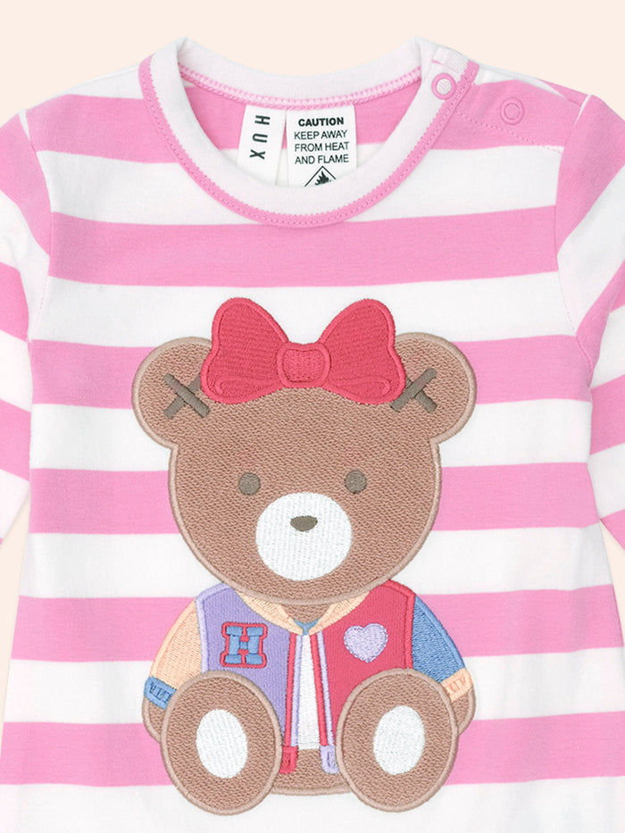 Varsity Huxette Romper - Pink stripe