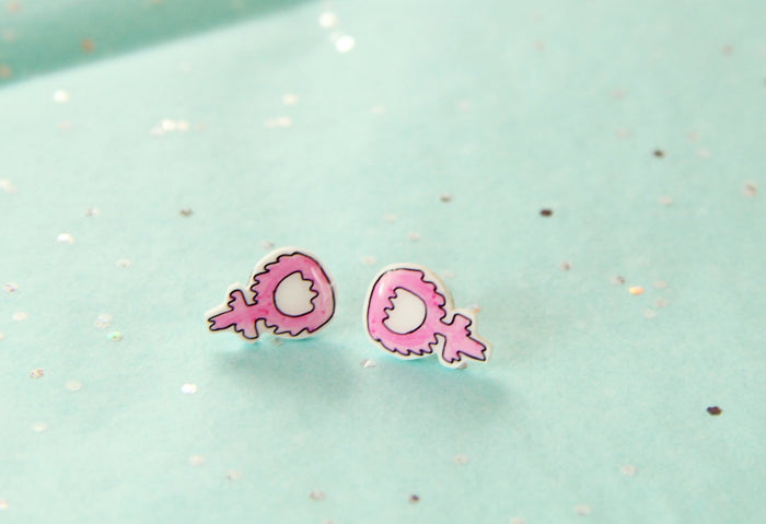 Venus Symbol Pink Slime Earrings