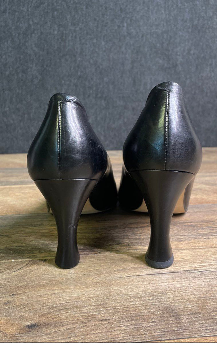 Vintage 90s Bally Black Leather Pointed Toe Pumps Heels Womens Size 8 N