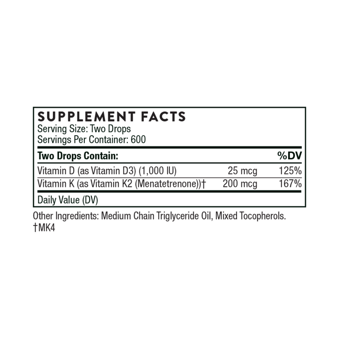 Vitamin D + K2 (formerly Vitamin D/K2 Liquid) by Thorne