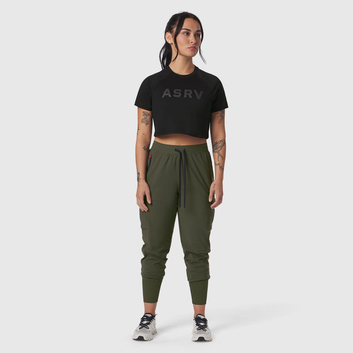 W018. AeroSilver® Cropped Tee - Black "ASRV"