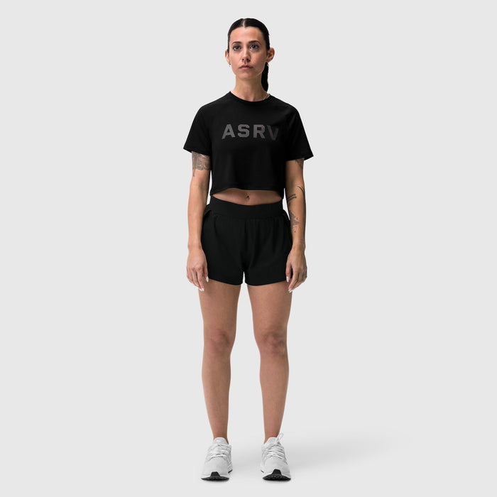 W018. AeroSilver® Cropped Tee - Black "ASRV"