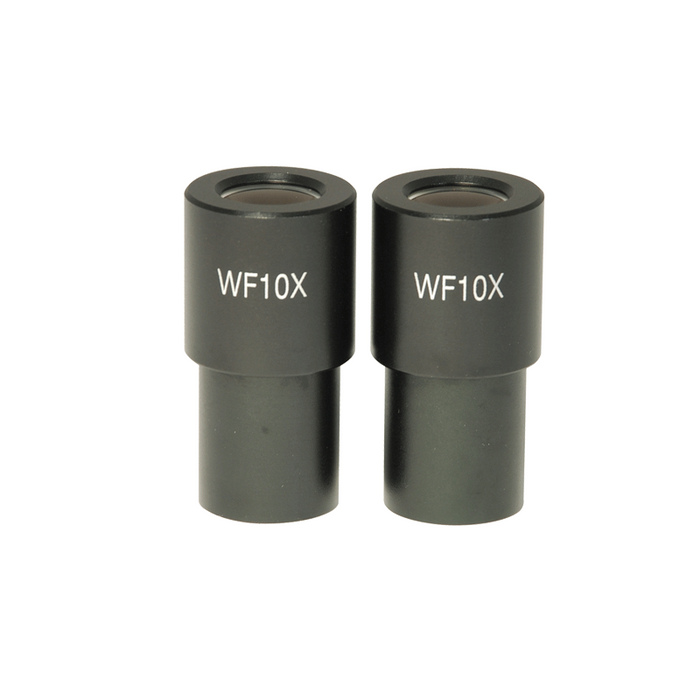 WF 10X Widefield Microscope Eyepieces, 23.2mm, FOV 18mm (Pair), SKU BM14012211, three quarter front view