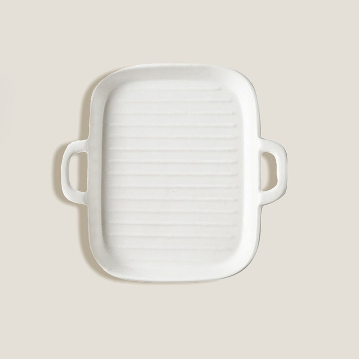 White Ceramic Rectangle Baking Plate