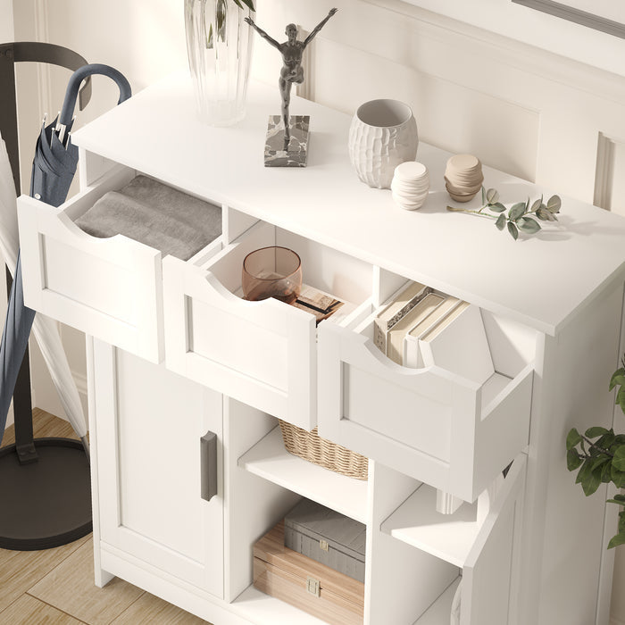 White Salon Storage Cabinet with Drawers, Doors and Adjustable Shelves