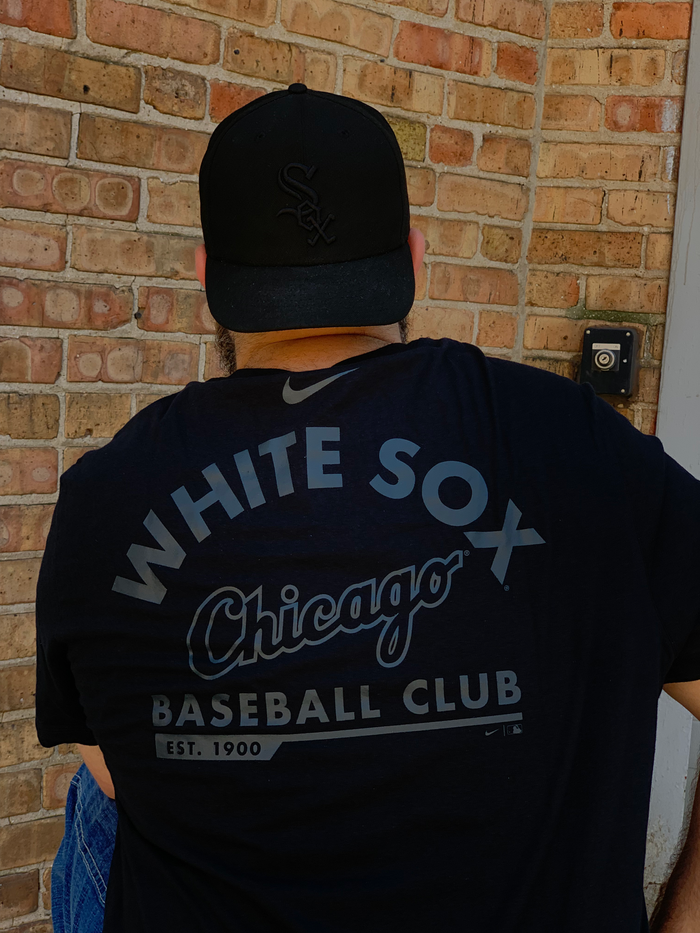White Sox Pitch Black Nike Script Logo Tee-1