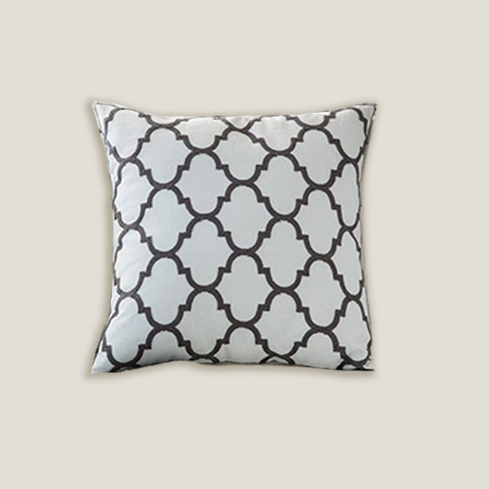 White Trellis Embroidered Cushion Cover