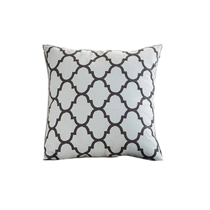 White Trellis Embroidered Cushion Cover