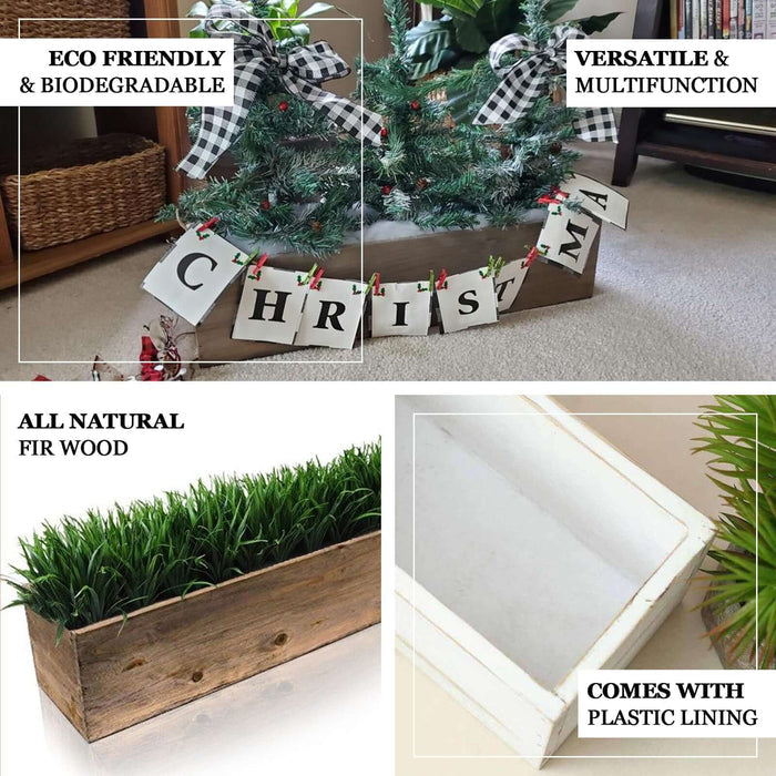 Eco-friendly fir wood planter box with plastic lining for versatile use.