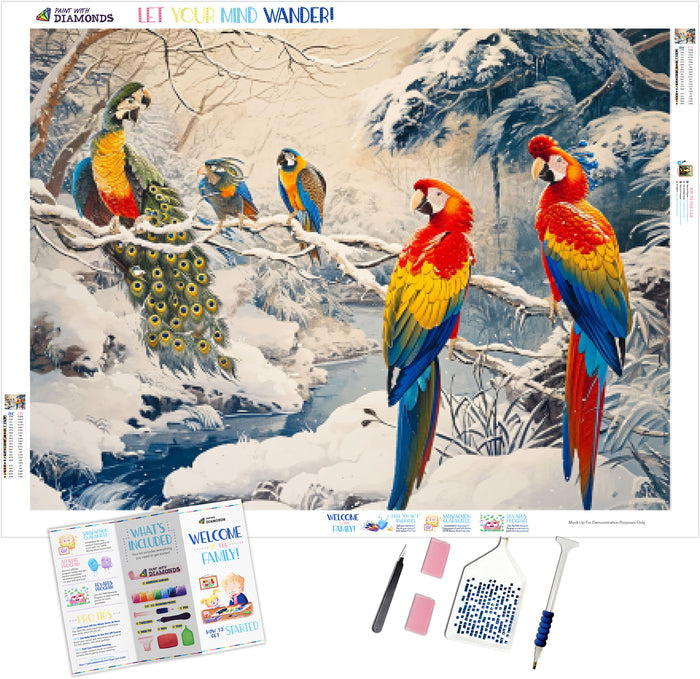 Winter Wonderland with Exotic Birds