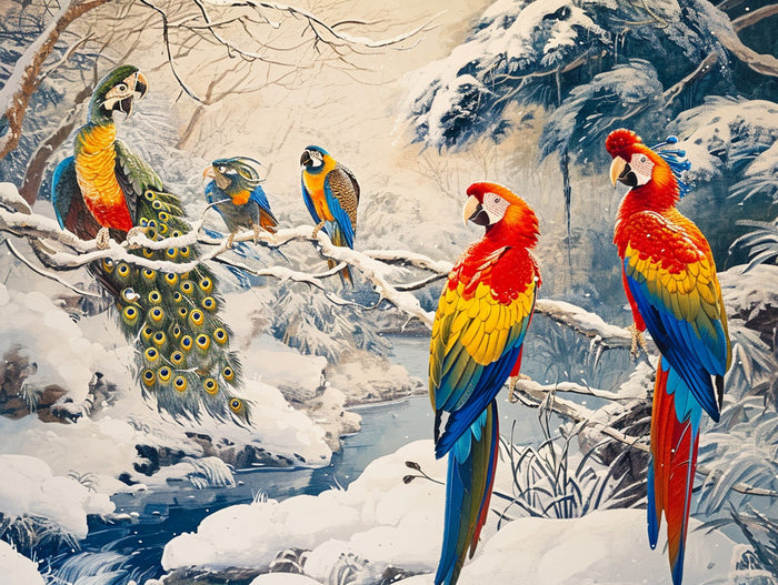 Winter Wonderland with Exotic Birds