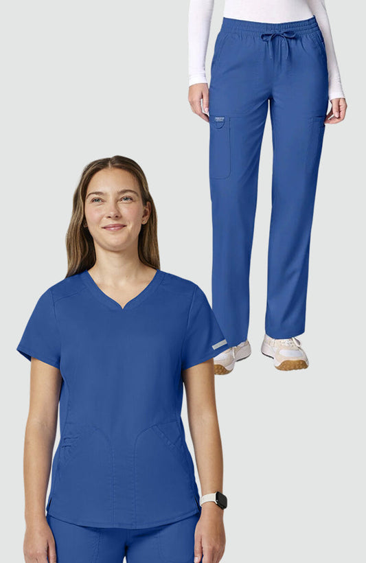 Women's Scrub Set: 2-Pocket Sweetheart V-Neck Scrub Top & 12-Pocket Scrub Pant