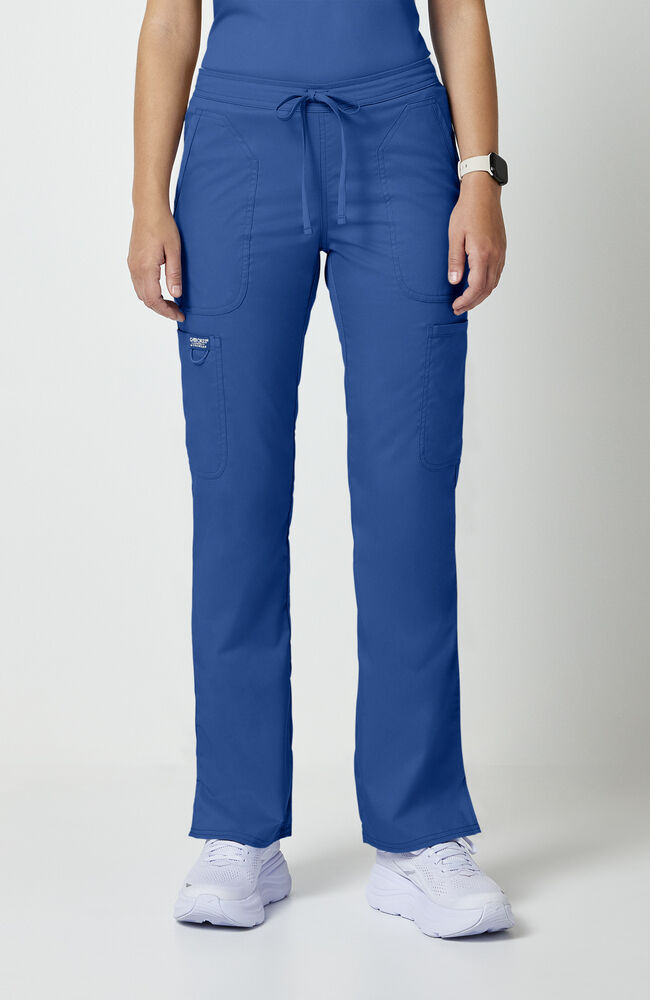Women's Scrub Set: 3-Pocket V-Neck Stretch Scrub Top & Drawstring Flare Scrub Pant