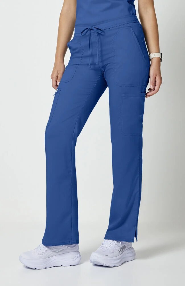 Women's Scrub Set: 3-Pocket V-Neck Stretch Scrub Top & Drawstring Flare Scrub Pant
