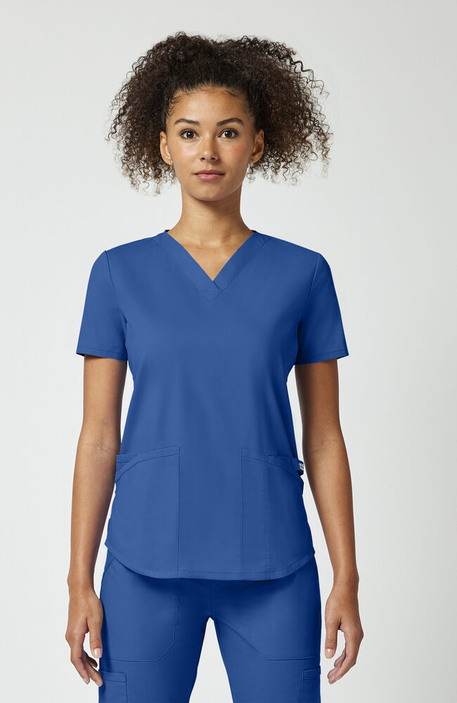 Women's Scrub Set: 4-Pocket Shirttail V-Neck Scrub Top & Rib Knit Waist Cargo Scrub Pant