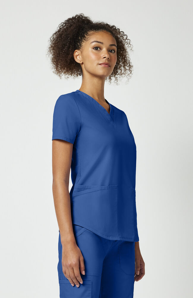Women's Scrub Set: 4-Pocket Shirttail V-Neck Scrub Top & Rib Knit Waist Cargo Scrub Pant