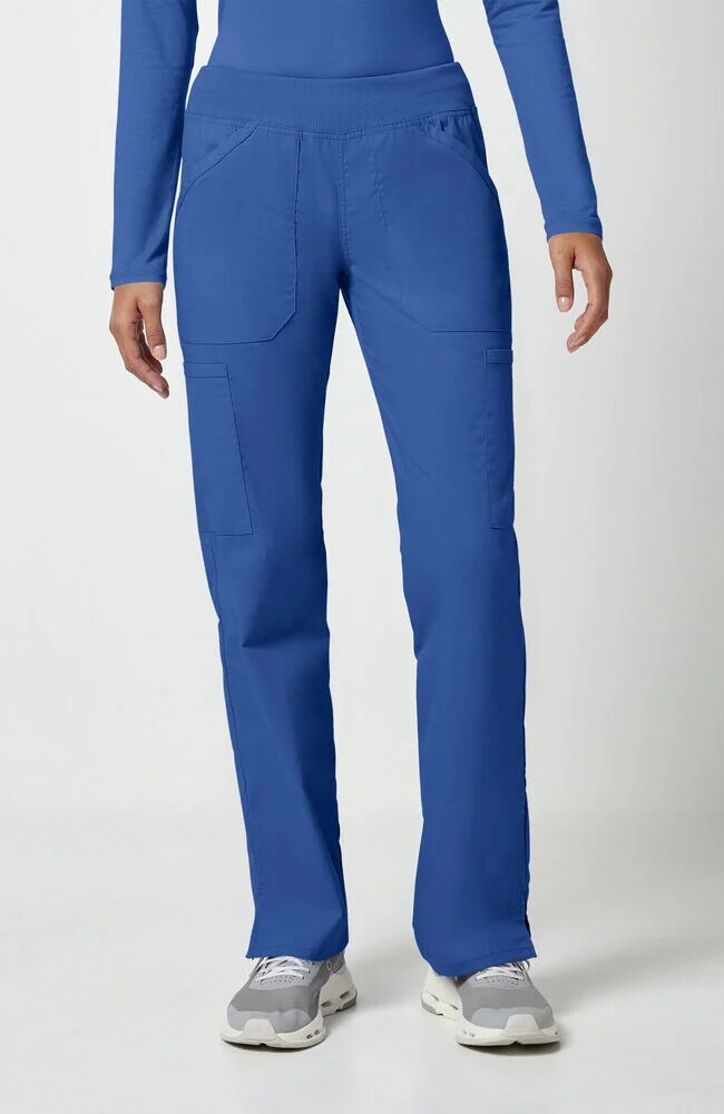 Women's Scrub Set: 4-Pocket Shirttail V-Neck Scrub Top & Rib Knit Waist Cargo Scrub Pant