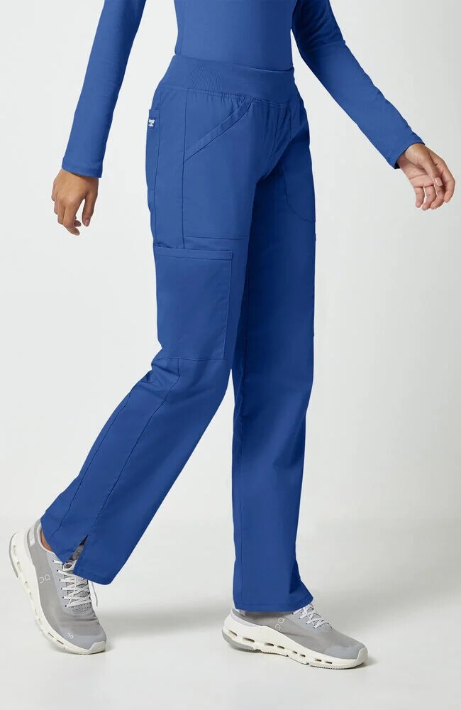 Women's Scrub Set: 4-Pocket Shirttail V-Neck Scrub Top & Rib Knit Waist Cargo Scrub Pant