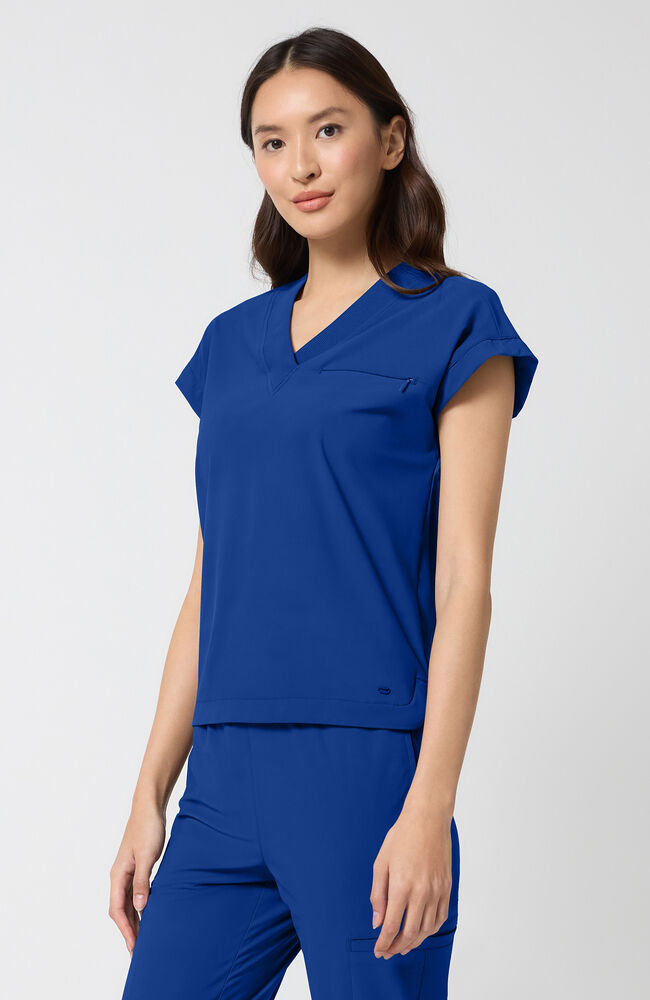 Women's Scrub Set: Dolman Tuck-In V-Neck Scrub Top & 5-Pocket Drawstring Jogger Scrub Pant