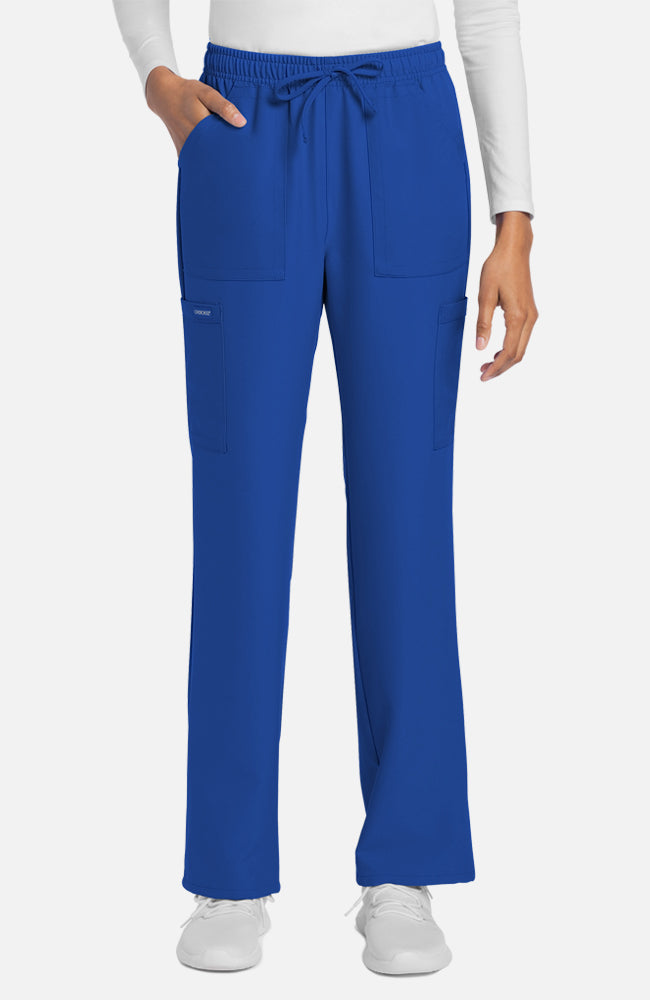 Women's Scrub Set: Rounded V-Neck Scrub Top & Drawstring Cargo Straight Leg Scrub Pant