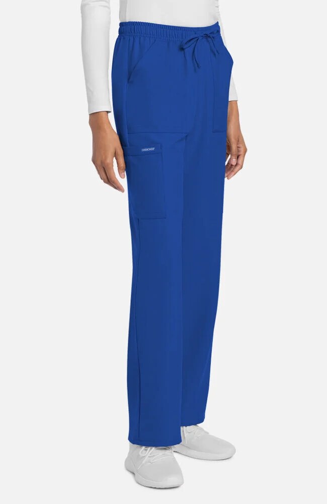 Women's Scrub Set: Rounded V-Neck Scrub Top & Drawstring Cargo Straight Leg Scrub Pant