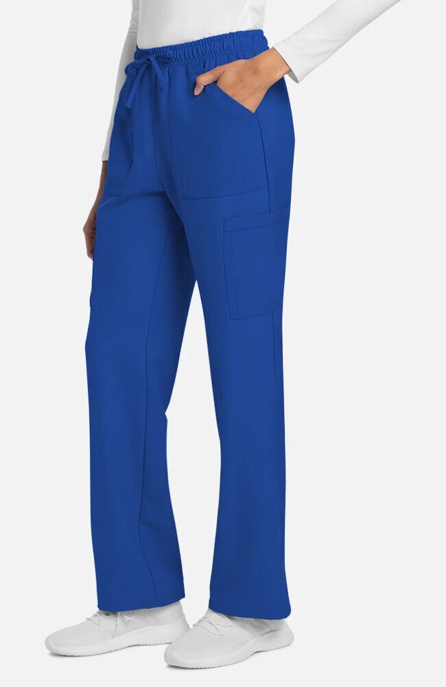 Women's Scrub Set: Rounded V-Neck Scrub Top & Drawstring Cargo Straight Leg Scrub Pant