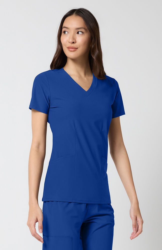 Women's Scrub Set: Shaped 2-Pocket V-Neck Scrub Top & 4-Pocket Interior Drawstring Straight Leg Scrub Pant