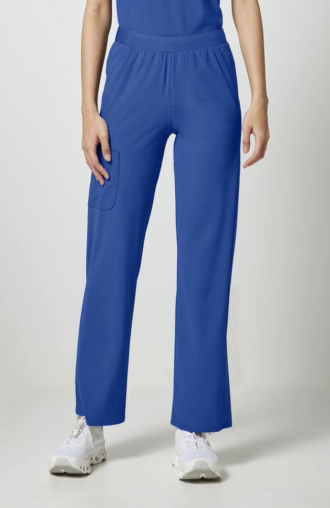 Women's Scrub Set: Shaped 2-Pocket V-Neck Scrub Top & 4-Pocket Interior Drawstring Straight Leg Scrub Pant